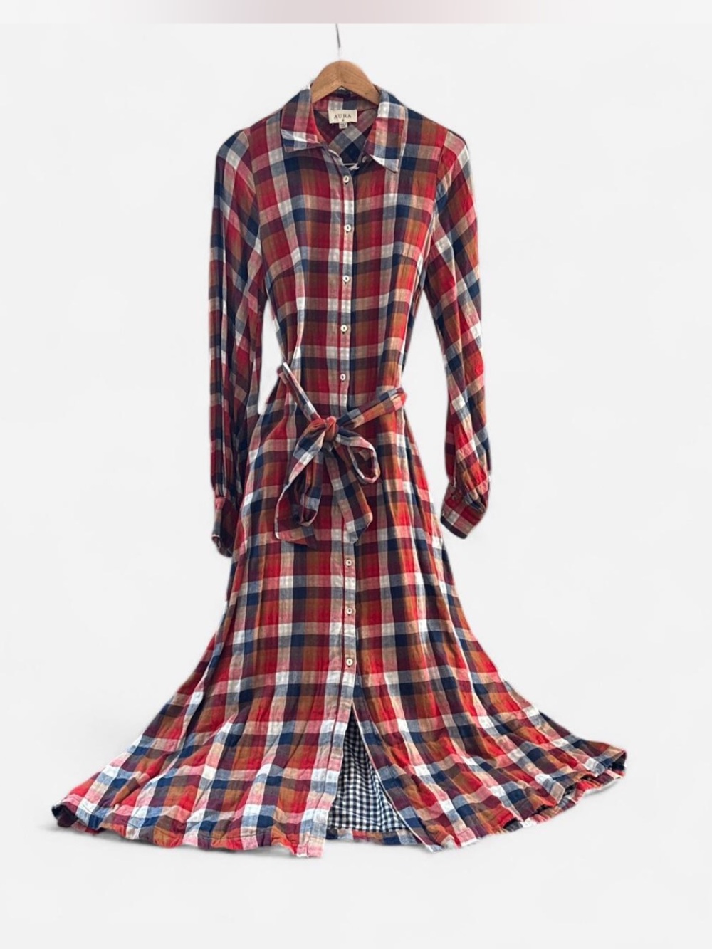 Aura Maxi Shirt Dress size M cottage boho indie prairie flowy preppy 100% Cotton
